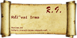 Révai Irma névjegykártya